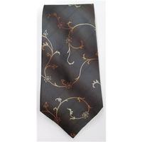 polifroni milano grey brown floral print silk tie