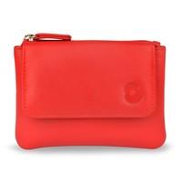 poppy red leather coin purse