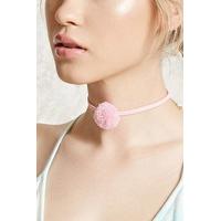 Pom-Pom Faux Suede Choker