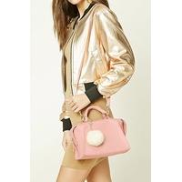 Pom Pom Faux Leather Satchel