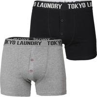 Port Douglas Boxer Shorts in Black / Mid Grey - Tokyo Laundry
