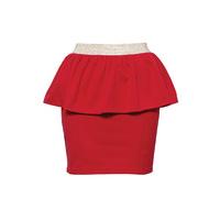 Ponti Peplum Skirt with Metallic Trim