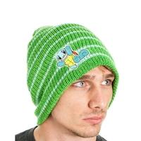 Pokemon Unisex Squirtle Striped Cuffless Green Beanie