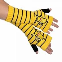 Pokemon Unisex Pikachu Striped Fingerless Yellow Gloves