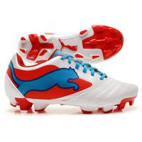 Powercat 4 FG Kids Football Boots White/Orange/Ocean