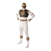 Power Rangers Men\'s 2nd Skin White Ranger Fancy Dress - L