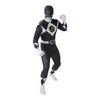 Power Rangers Men\'s 2nd Skin Black Ranger Fancy Dress - L