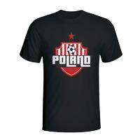 poland country logo t shirt black kids