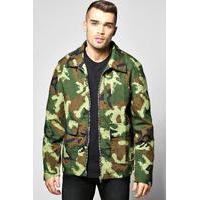 Pocket Zip Through Lined Jacket - camo