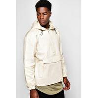 Pocket Over The Head Jacket With Back Print - stone