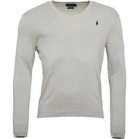 Polo Ralph Lauren Mens V-Neck Slim Fit Pima Cotton Jumper Light Grey