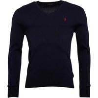 Polo Ralph Lauren Mens V-Neck Slim Fit Pima Cotton Jumper Hunter Navy