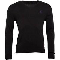 polo ralph lauren mens v neck slim fit pima cotton jumper polo black