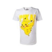 Pokemon Pikachu Pika! Raised Print Mens Large White T-Shirt