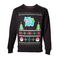 Pokemon Mens Bulbasaur in the Snow Medium Christmas Jumper
