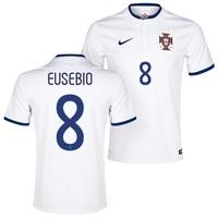 Portugal Away Shirt 2014/15 White with Eusebio 8 printing, White