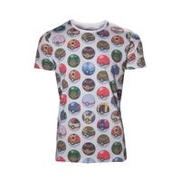 Pokemon Men\'s All-over Poke Ball Print Large T-Shirt - Grey