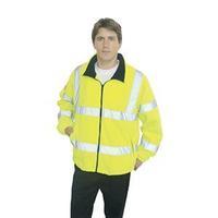 portwest high visibility fleece jacket polyester zip pockets yellow ex ...