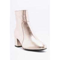 Poppy Metallic Rose Gold Leather Ankle Boots, ROSE