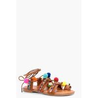 Pom & Coin Embellished Sandal - tan