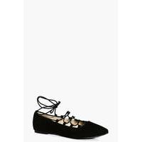 pointed lace up ballets black