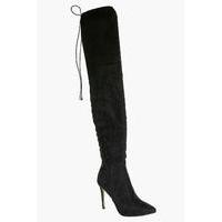 pointed toe thigh high boot black