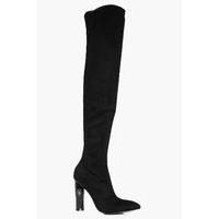 Pointed Thigh High Boots - black