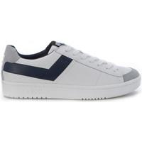 pony sneaker in white and blue leather mens shoes trainers in white