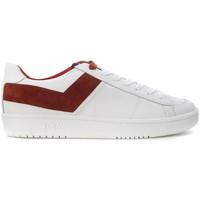 pony sneaker in white leather and rust red suede mens trainers in whit ...