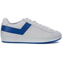pony sneaker in white and blue royal leather mens trainers in white