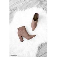 pointed faux suede booties