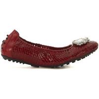 Pon´s Quintana Pilar red woven leather flat shoes with Svarovski women\'s Shoes (Pumps / Ballerinas) in red