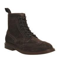 poste caeser brogue boot chocolate suede