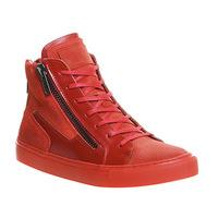 poste chlorine double zip sneaker red suede box leather