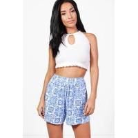 Porcelain Print Flippy Shorts - blue