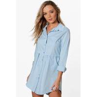 Pocket Shirt Dress - pastel blue