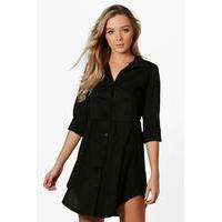 Pocket Shirt Dress - black