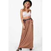 Pocket Front Jersey Maxi Skirt - camel