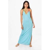 Pom Pom Trim Maxi Beach Dress - turquoise