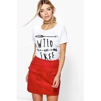 Pocket Front Cord Mini Skirt - rust