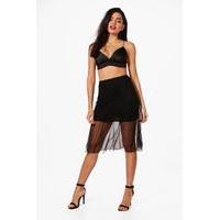 Polka Dot Overlay Mini Skirt - black