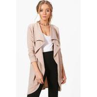 Ponte Wrap Front Duster Jacket - sand