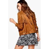 Polly Suedette Tassel Jacket - tan