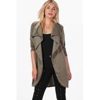 Ponte Wrap Front Duster Jacket - khaki