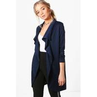 Ponte Wrap Front Duster Jacket - navy