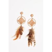 Poppy Feather Dangle Statement Earring