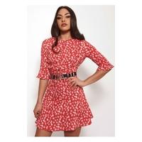 Poppy Red Floral Dress