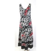 Pomodoro - Size 10 - Black Red & White - Linen Blend Sleeveless Dress