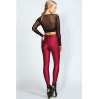 Pocket Back High Waist Disco Pants - berry