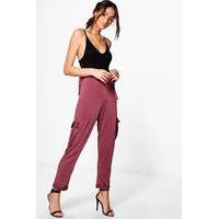 Pocket Side Relaxed Slinky Joggers - plum